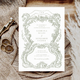 Invitation Elégant Vintage de verre Toile Mariage de cadre