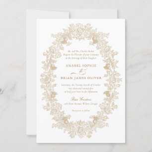Invitation Elégant Vintage doré ornement Mariage