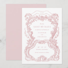 Invitation Elégant Vintage floral Blush Toile Enregistrer la