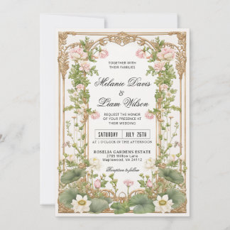 Invitation Élégant Vintage Lotus Inspiré de l'Asie