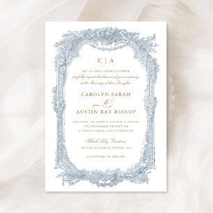 Invitation Elégant Vintage Ornament  cadre Mariage