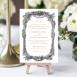 Invitation Elégant Vintage Ornament  cadre Mariage