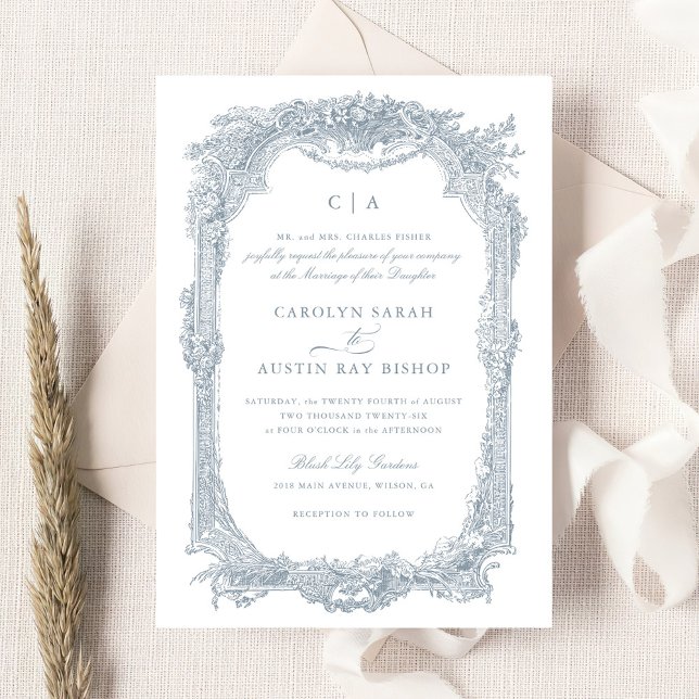 Invitation Elégant Vintage Ornament  cadre Mariage (Créateur téléchargé)