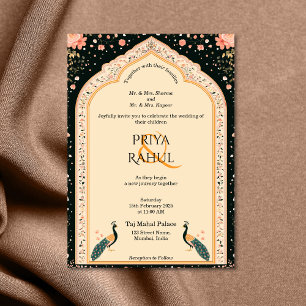 Invitation Élégant Vintage Pics Floral Mariage indien