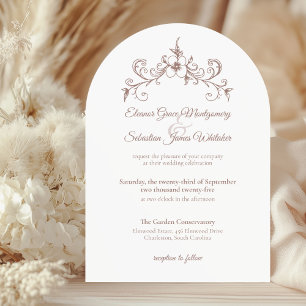 Invitation Élégant Vintage Romance Dark Champagne Mariage