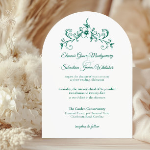 Invitation Élégant Vintage Romance Emerald Green Mariage
