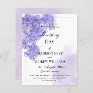 Invitation Elégant violet Aquarelle Succulent Mariage