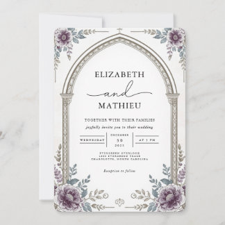 Invitation Élégant violet Arc Botanique Mariage Floral
