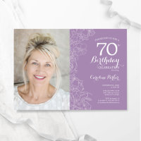 Elégant violet blanc floral photo 70e anniversaire