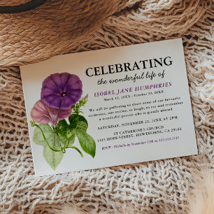 Invitation Élégant violet de l'aquarelle florale funéraire