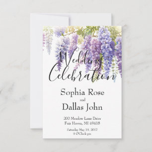 Invitation Elégant violet de l'aquarelle glyteria lilas maria