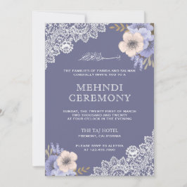 Invitation Elégant violet dentelle florale islamique musulman