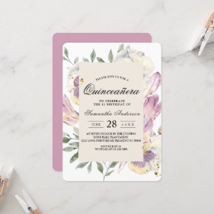 Invitation Elégant violet et aquarelle Pansy Cadre Floral