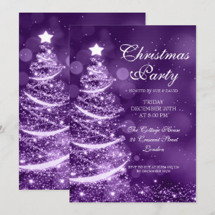 Invitation Élégant violet fête de Noël étincelante