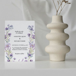 Invitation Élégant violet fleuri Fleur sauvage Mariage