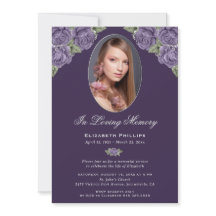 Elégant violet floral photo Memorial Service