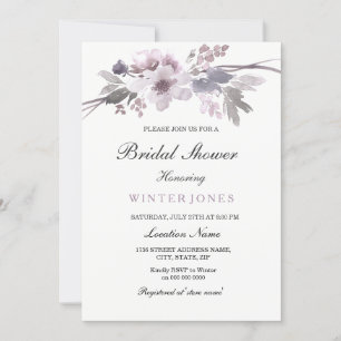 Invitation Élégant violet hiver Fête des mariées florale Invi