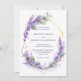 Invitation Élégant violet Lavande Aquarelle Mariage Floral