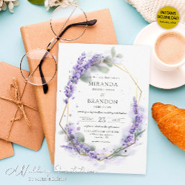 Invitation Élégant violet Lavande Aquarelle Mariage Floral