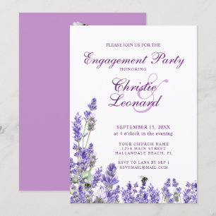 Invitation Élégant violet Lavander Fleurs Mariage Fiançailles