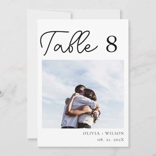 Invitation Élégant violet Mariage floral Numéro de tableau ph (Devant)