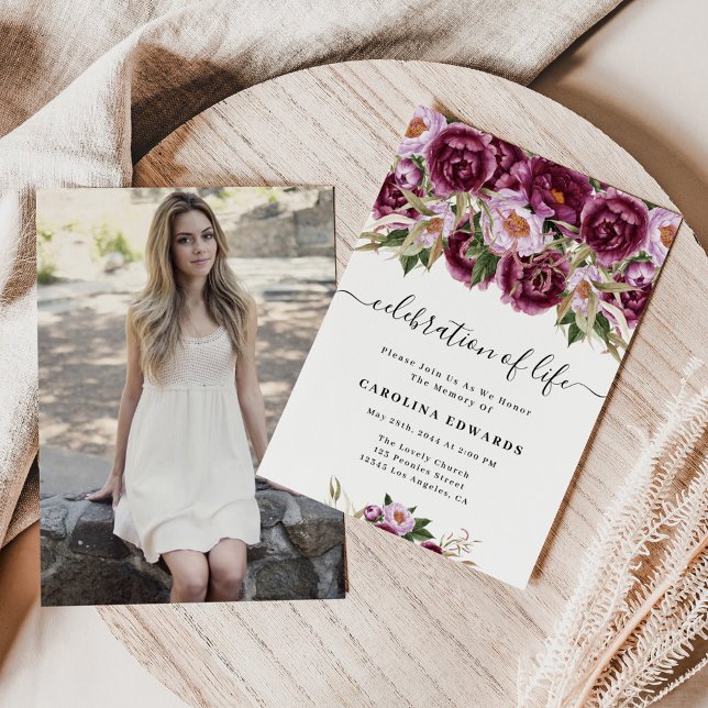 Invitation Élégant Violet Photo Célébration Du Mémorial De La (Créateur téléchargé)