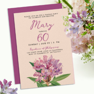 Invitation Élégant violet Rhododendron Fleur sauvage 60e Anni