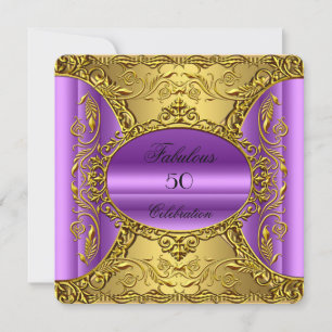 Invitation Elégant Violet Rose Or Elite Fabuleux 50ème