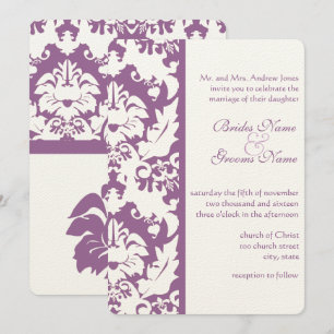 Invitation Élégant violet victorien Mariage damassé