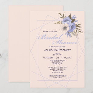 Invitation Elegant violettes cinq pétales roses douche de mar