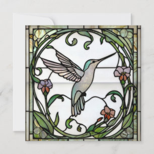 Invitation Élégant vitrail art nouveau colibri