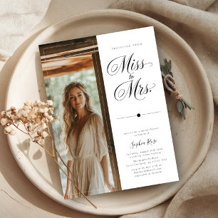 Invitation Élégant voyage de Mlle à Mme Fête des mariées