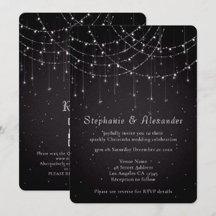 Invitation Élégant voyant à chaîne QR Code Damask Mariage noi