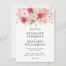 Elegant Watercolor Bright Pink Floral Wedding