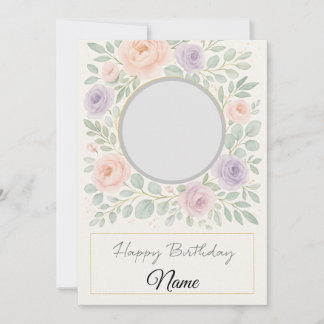 Invitation Elegant Watercolor Floral Birthday Card