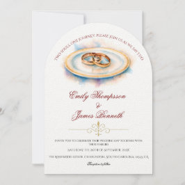 Invitation Elegant Watercolor Golden Rose Wedding Rings
