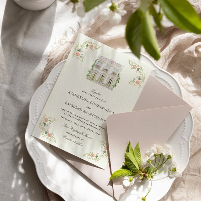 Invitation Elegant Watercolor Manor Rococo Wedding (Créateur téléchargé)
