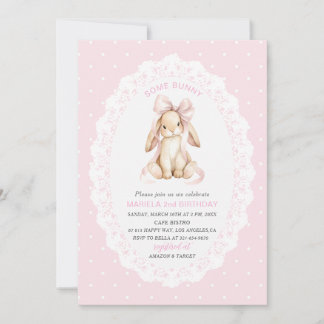 Invitation Elegant Watercolor One 2nd Birthday some bunny gi