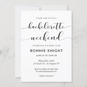 Invitation Elégant week-end Bachelorette noir et blanc