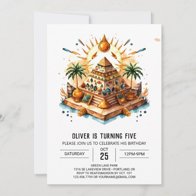 Invitation Elégant Whimsical Custom Pyramides Anniversaire (Devant)