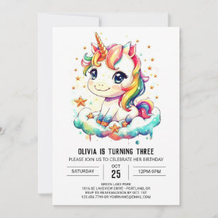 Invitation Elégant Whimsical Unicorn Anniversaire