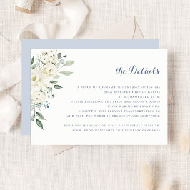 Invitation Elegant White Flowers Dusty Blue Wedding Details
