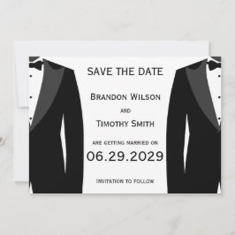 Invitation Elegant White Gay Wedding Save The Date Cards
