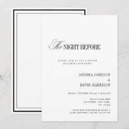 Invitation Elegant White The Night Before Rehearsal Dinner