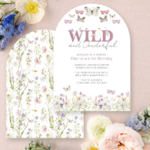 Invitation Elégant Wild & Onederful Butterflies 1er anniversa