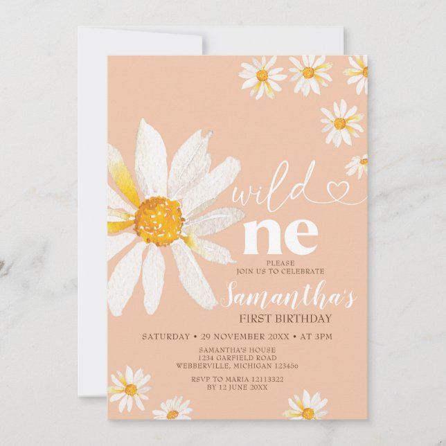 Invitation Elégant Wild Un Anniversaire Boho Daisy Flowers (Devant)