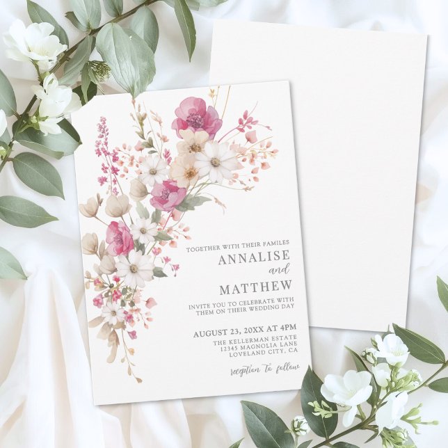 Invitation Elegant Wildflower Watercolor Floral Wedding (Elegant Wildflower Watercolor Floral Wedding Invitation)