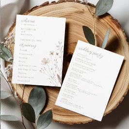 Invitation Elegant Wildflower Wedding Ceremony Program Card