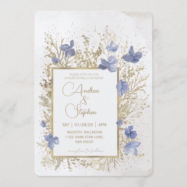 Invitation Elegant Wintry Foliage Winter Wedding (Devant)