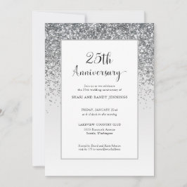 Invitation Élégante 25e Anniversaire de Mariage Paillettes Ar